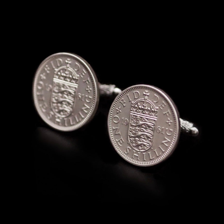 One Shilling Shield hot - Enamelled Coin Cufflinks