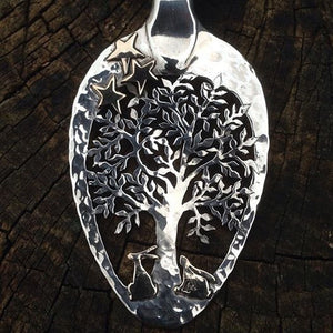 Starry Night Oak Tree of Life Cut Spoon Pendant