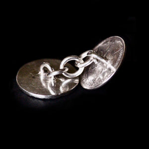 Sterling Silver 3 Pence Cufflinks with a Chain Link