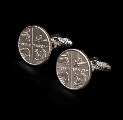 Modern Five Pence Coin Cufflinks