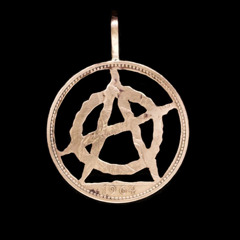 Anarchy Symbol Cut Coin Pendant