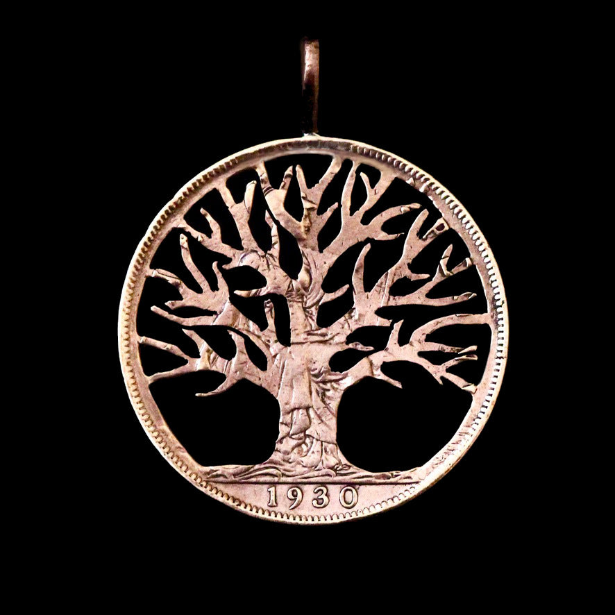 Ash Tree of Life Cut Coin Pendant