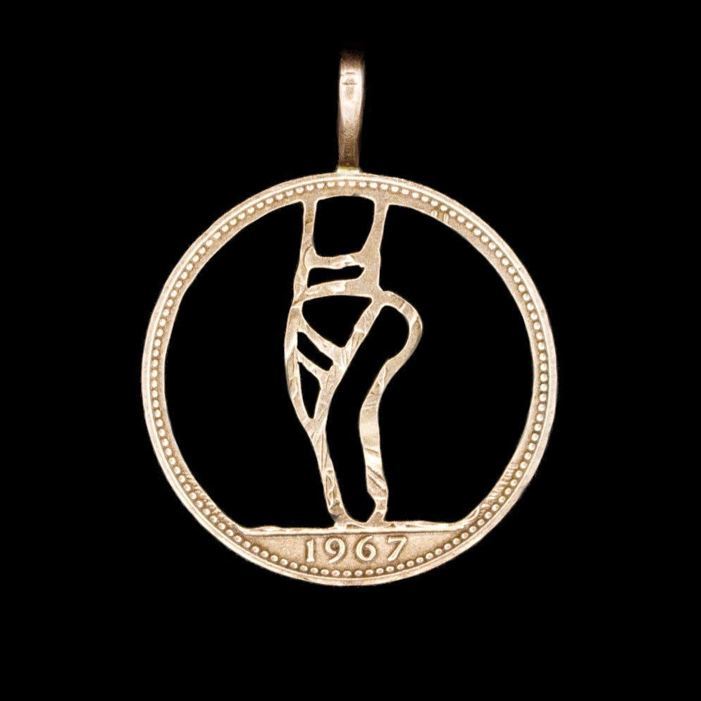 Ballet Shoe Cut Coin Pendant