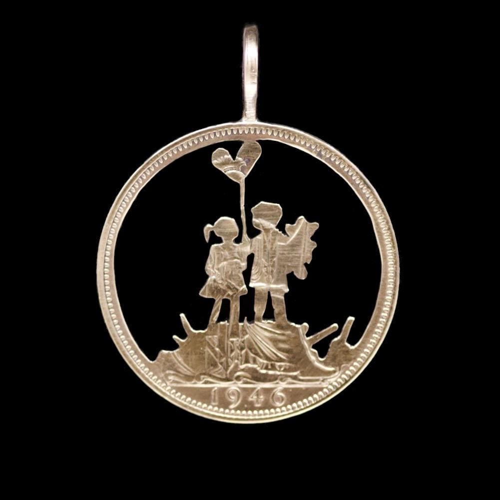 Banksy-inspired Boy & Girl - Coin Pendant