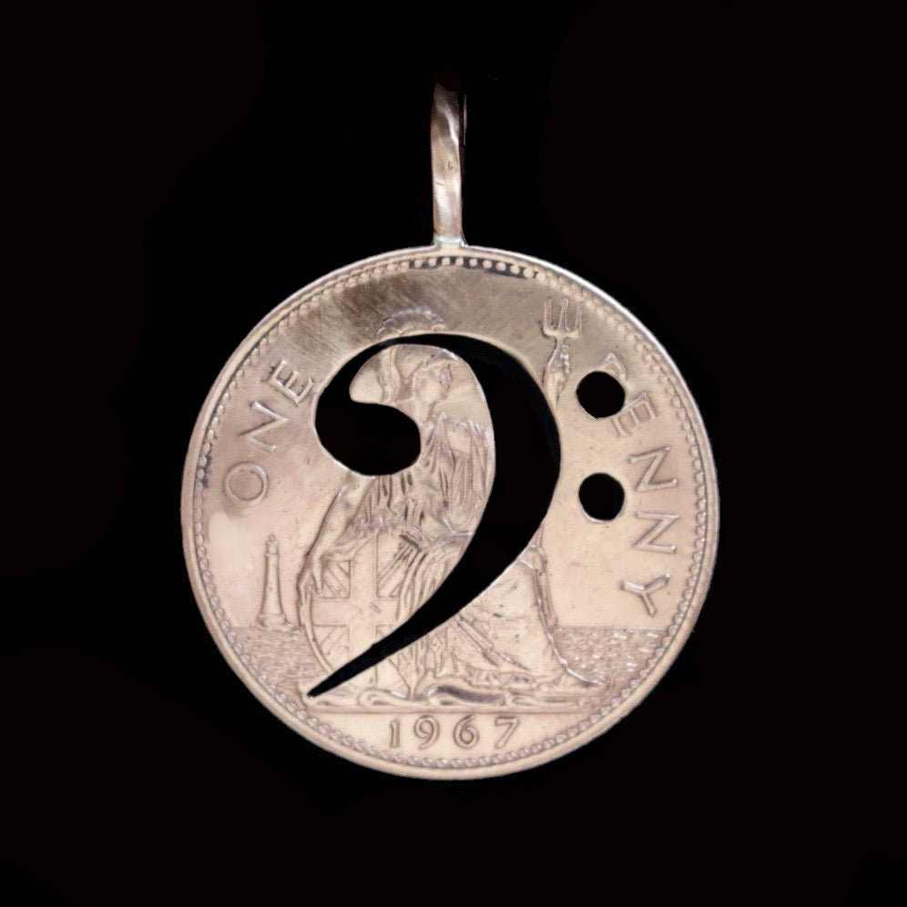 Bass Clef Cut Coin Pendant