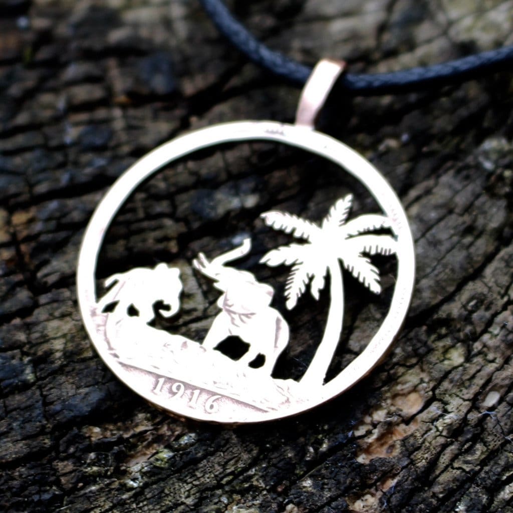 Elephants in Paradise - Coin Pendant