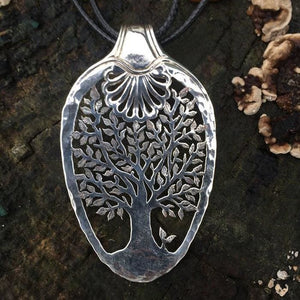 Engraved Oak Tree Spoon Pendant - Spoon Pendant