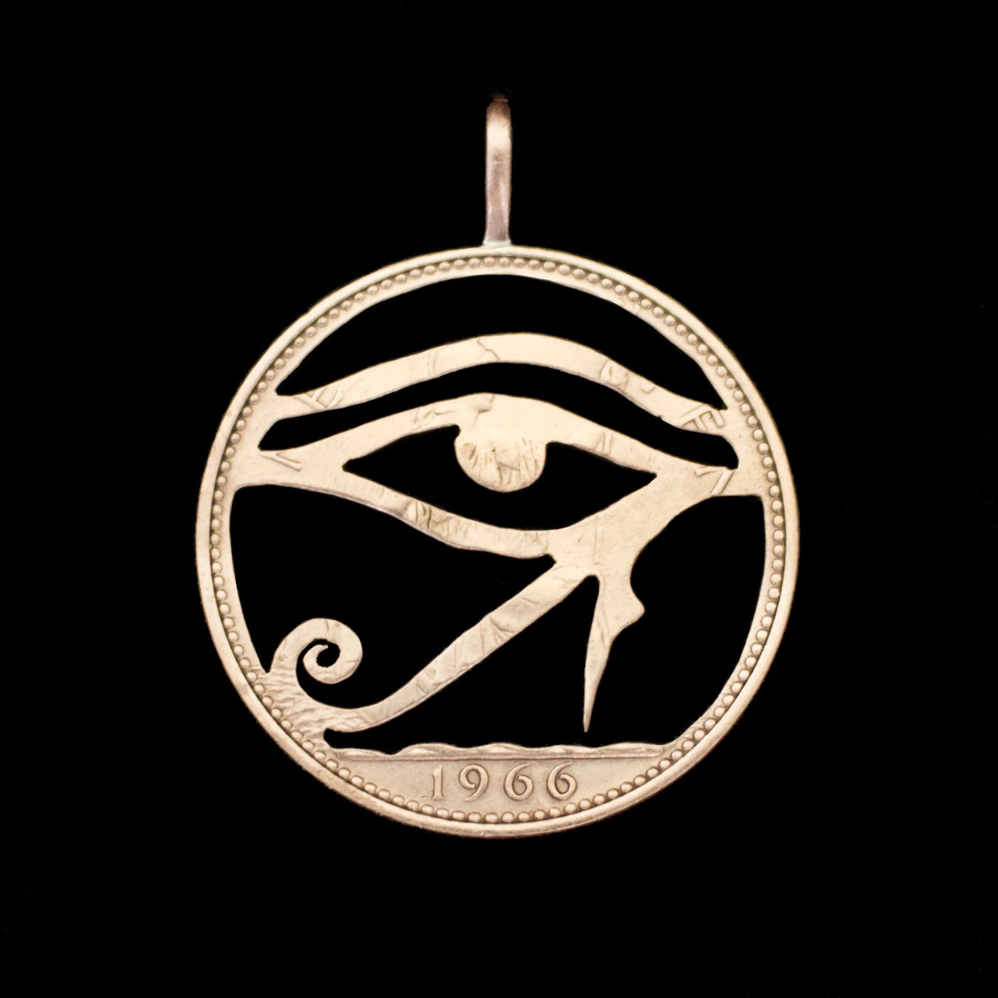 Eye of Ra Cut Coin Pendant