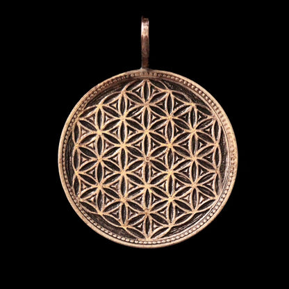 Flower of Life Hand Engraved Coin Pendant