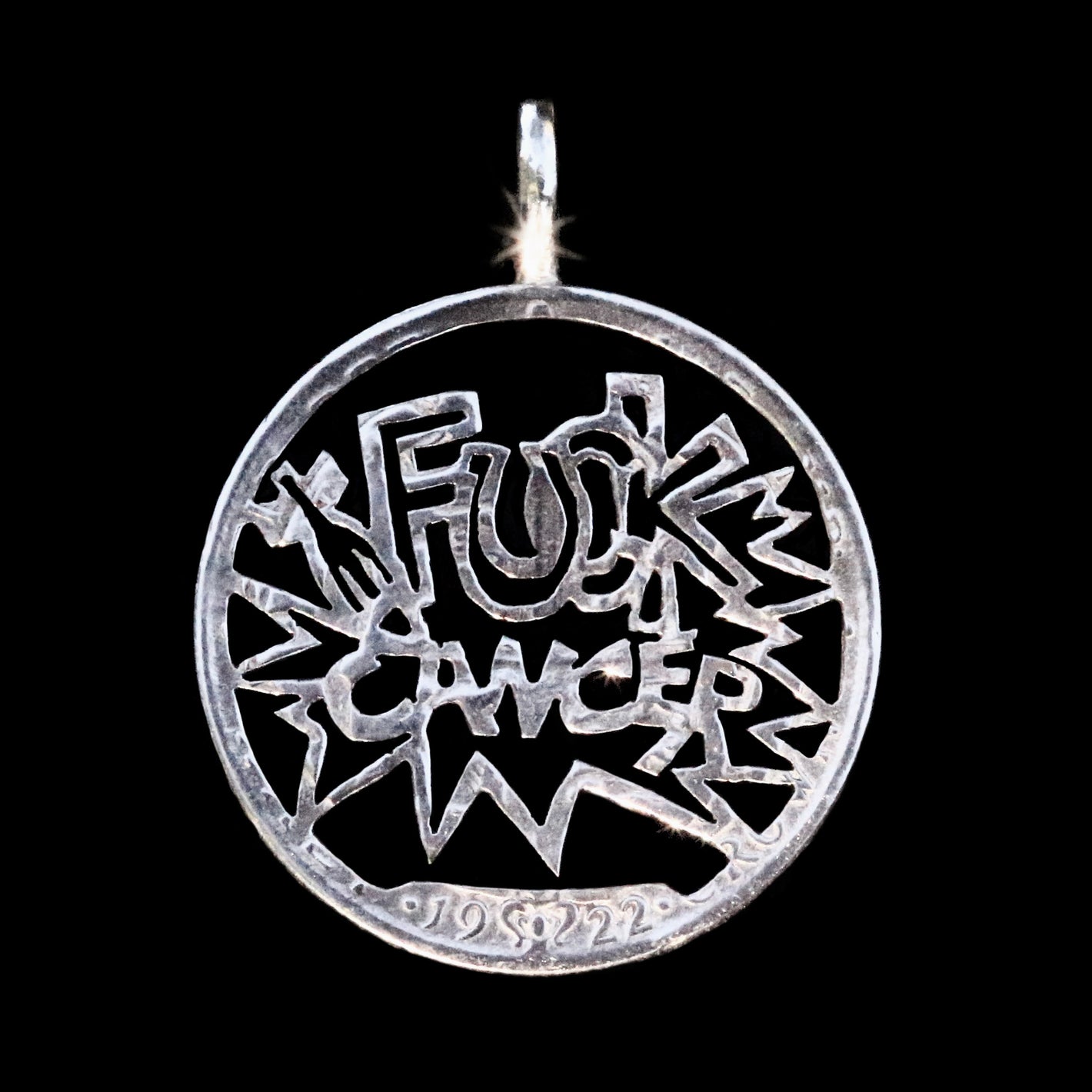 Fuck Cancer Cut Coin Pendant