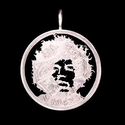 Jimi Hendrix Cut Coin Pendant