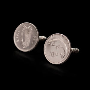 Irish Salmon 10 Pence Coin Cufflinks