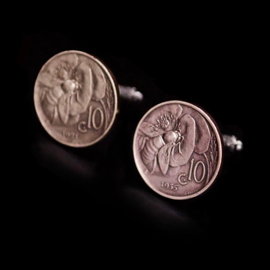 Italy 10 Centesimi (Bee) Coin Cufflinks