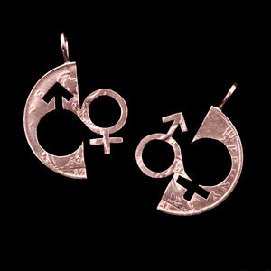 Love is Love, Male and Female Friendship Cut Coin Pendant