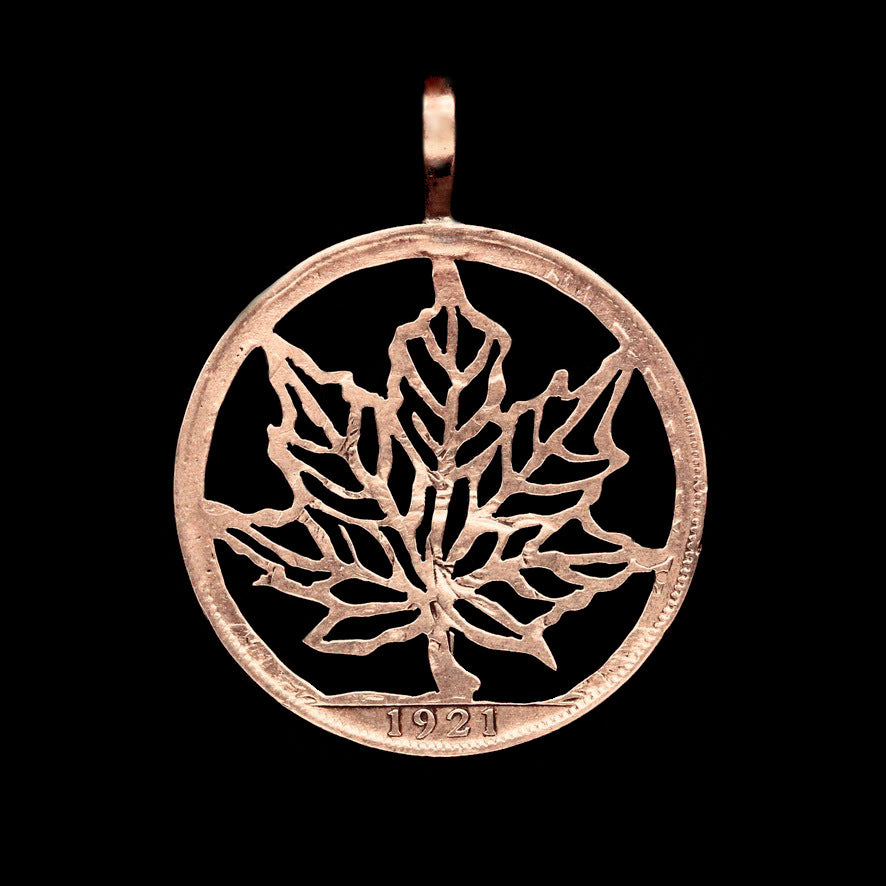 Maple Leaf Cut Coin Pendant