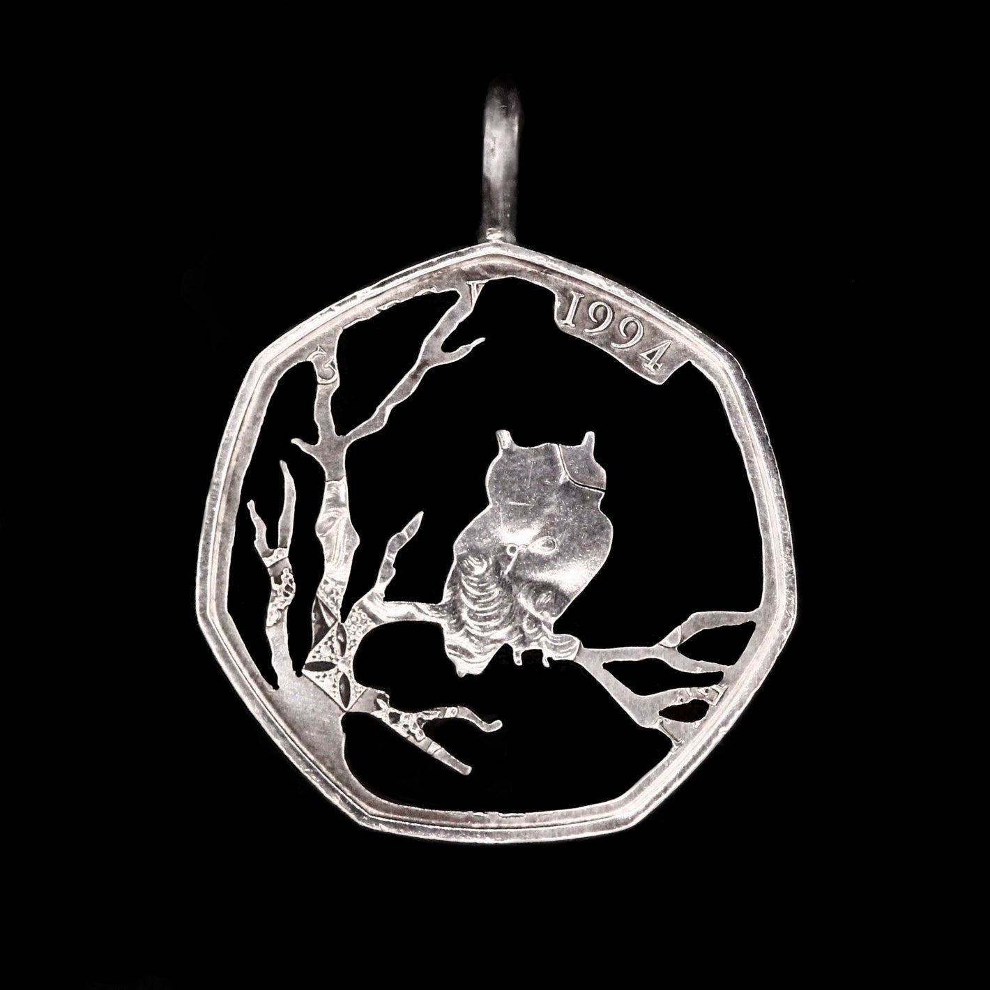 Owl Cut Coin Pendant