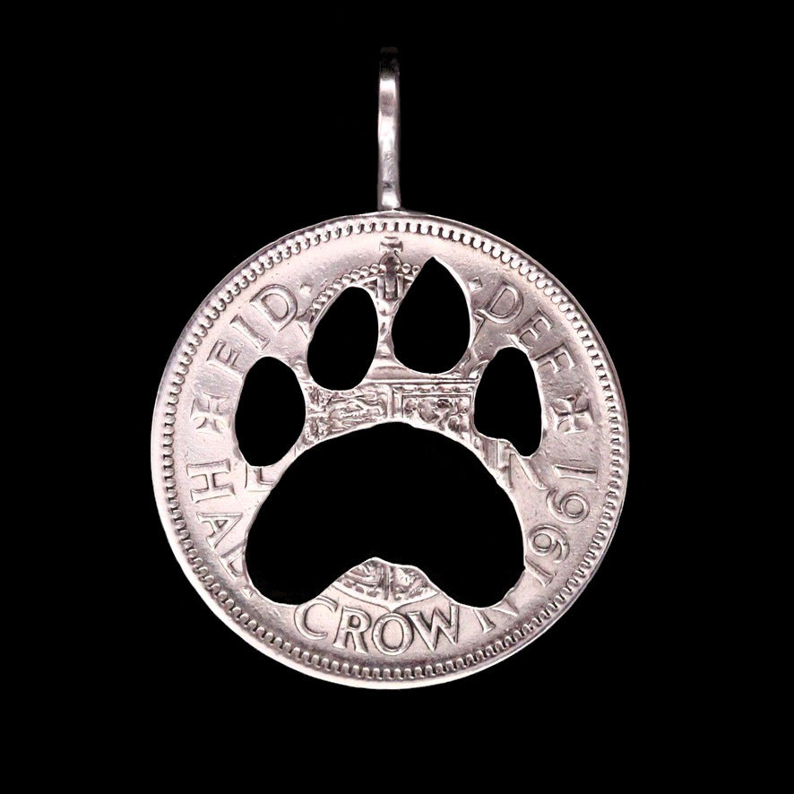 Paw Print Cut Coin Pendant