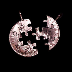 Jigsaw Puzzle Cut Coin Pendant