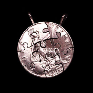 Jigsaw Puzzle Cut Coin Pendant