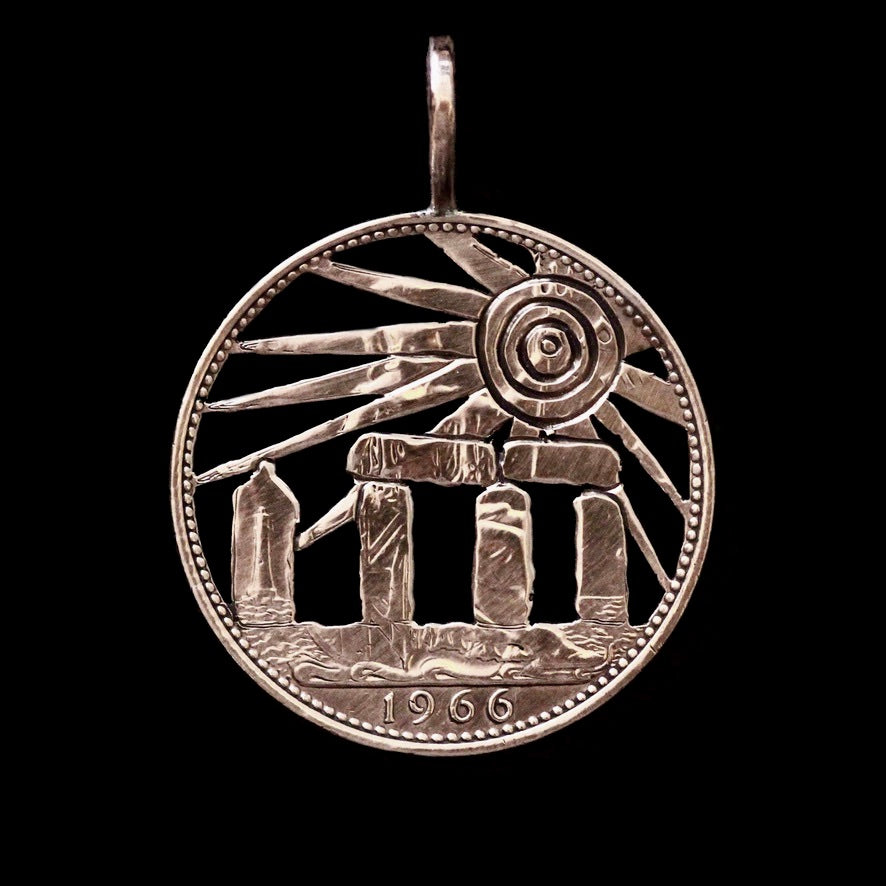 Summer Solstice at Stonehenge Cut Coin Pendant