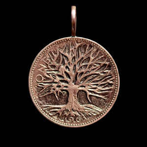 Hand Engraved Thornhill's Tree of Life Coin Pendant