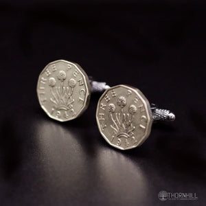 Threepence or Threepenny Bit Cufflinks - Coin Cufflinks