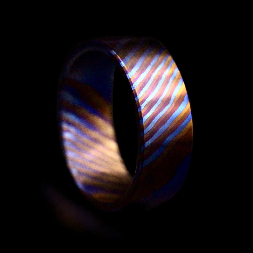 Titanium Damascus / Pattern Welded Ring