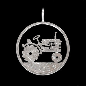 Massey Harris Tractor Cut Coin Pendant