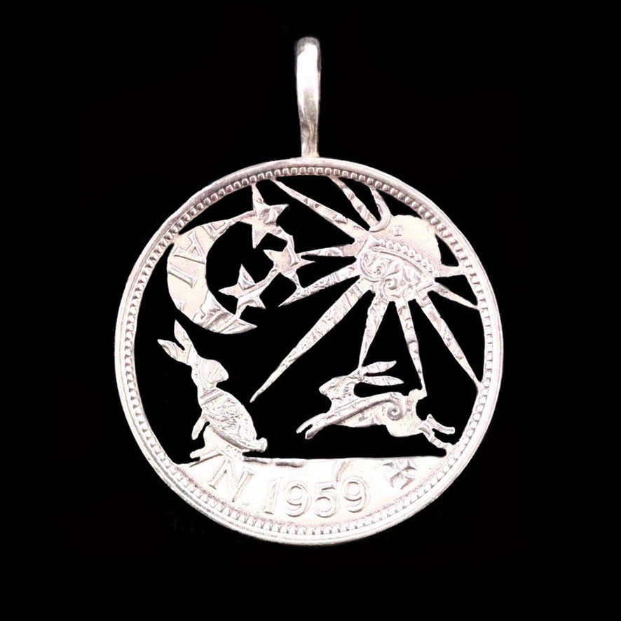 When Day Meets Night Cut Coin Pendant