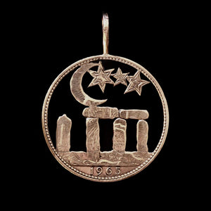 Winter Solstice at the Stonehenge Cut Coin Pendant